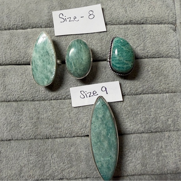 Amazonite and Fluorite Rings - Picture 3 of 5